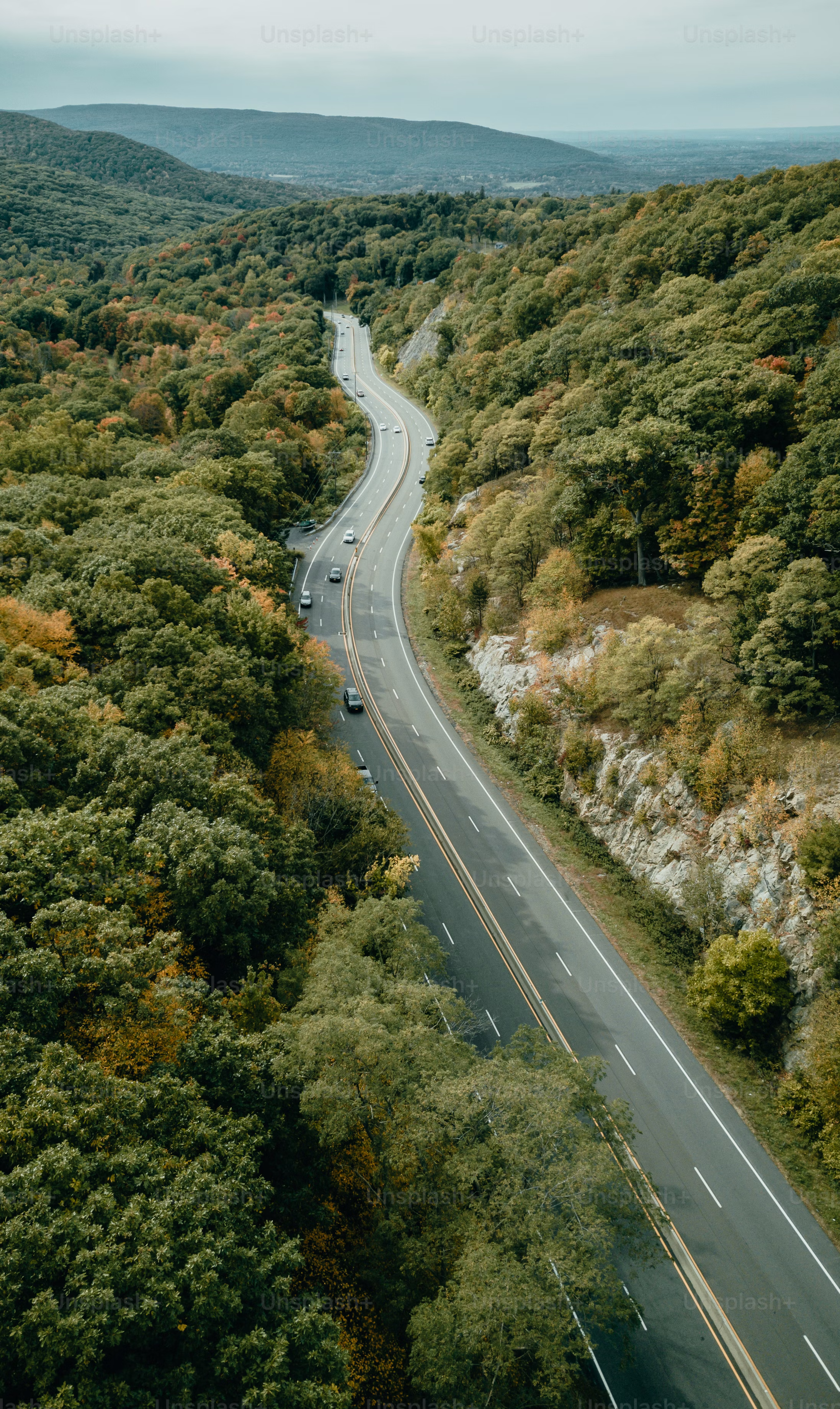 A winding road through the countryside